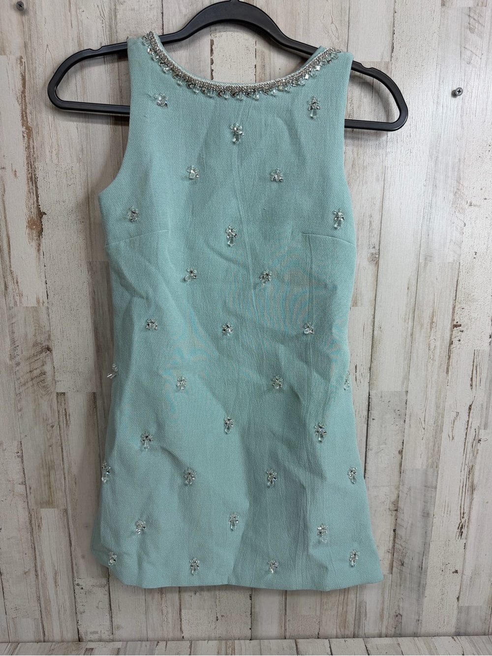 Anthropologie Embellished Mint Sleeveless Shift Dress